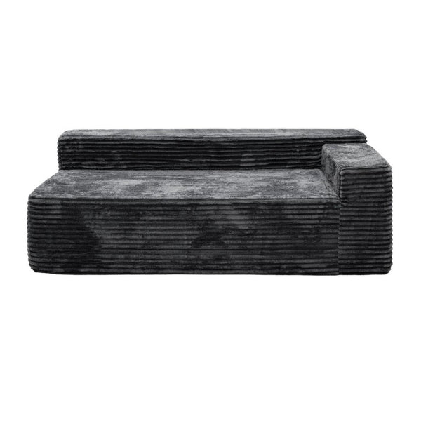 English Elm Sp-009A-Black-Tl Corduroy Modular Sectional with Reversible Chaise for Modern Living Grey 2R W3819P448424