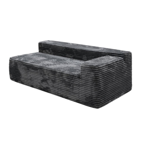 English Elm Sp-009A-Black-Tl Corduroy Modular Sectional with Reversible Chaise for Modern Living Grey 2R W3819P448424
