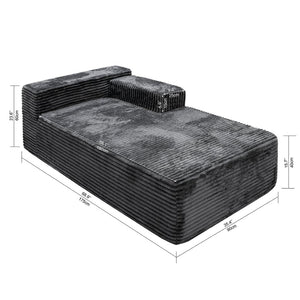 English Elm Sp-009a-black-tl Modular Corduroy Sectional with Reversible Chaise for Modern Living Rooms Grey TR W3819P448426