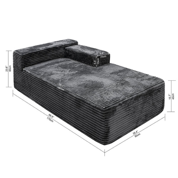 English Elm Sp-009a-black-tl Modular Corduroy Sectional with Reversible Chaise for Modern Living Rooms Grey TR W3819P448426