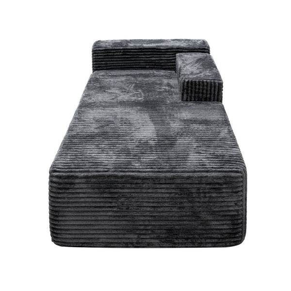 English Elm Sp-009a-black-tl Modular Corduroy Sectional with Reversible Chaise for Modern Living Rooms Grey TR W3819P448426