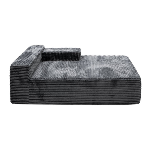 English Elm Sp-009a-black-tl Modular Corduroy Sectional with Reversible Chaise for Modern Living Rooms Grey TR W3819P448426