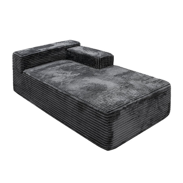 English Elm Sp-009a-black-tl Modular Corduroy Sectional with Reversible Chaise for Modern Living Rooms Grey TR W3819P448426