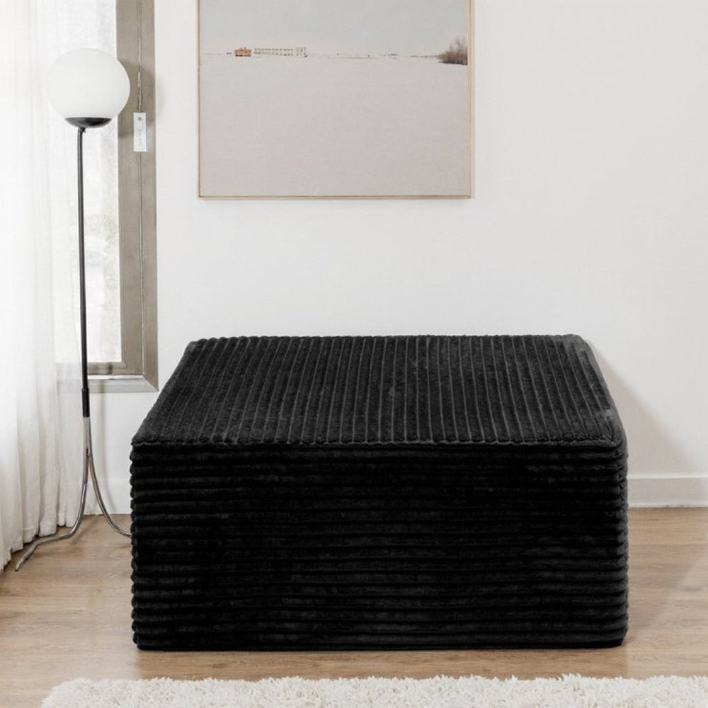 English Elm Su-009a-black-1f Corduroy Modular Sectional Sofa Reversible Chaise Low Profile Lounge Black W3819P492699