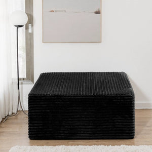 English Elm Su-009a-black-1f Corduroy Modular Sectional Sofa Reversible Chaise Low Profile Lounge Black W3819P492699