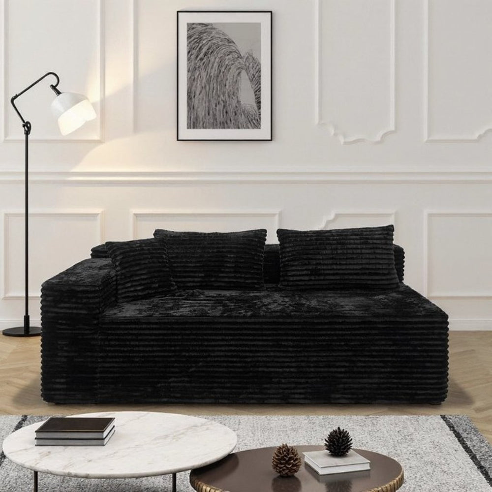 English Elm Sp-009a-black-tl Modular Corduroy Sectional with Reversible Chaise for Modern Living Rooms Black 2-Seat Left W3819P492701
