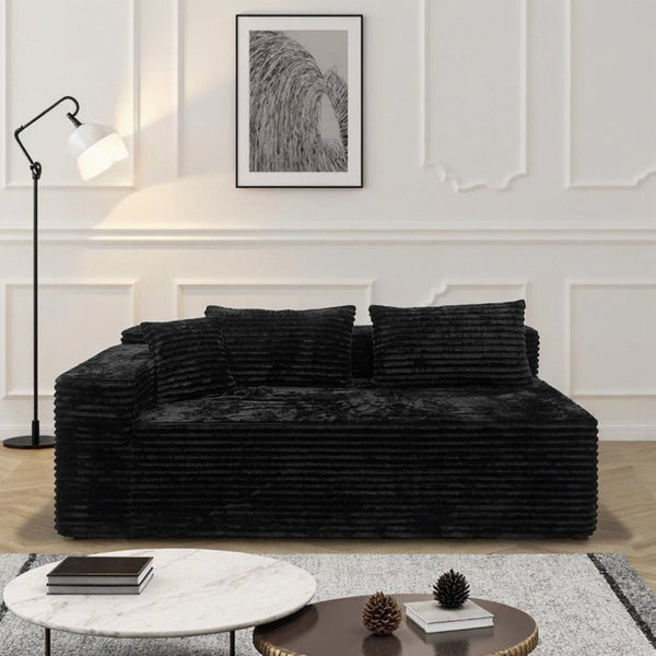 English Elm Sp-009a-black-tl Modular Corduroy Sectional with Reversible Chaise for Modern Living Rooms Black 2-Seat Left W3819P492701