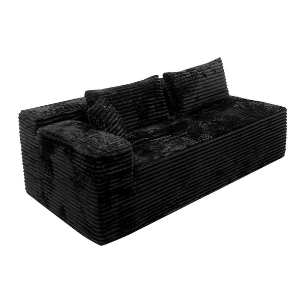 English Elm Sp-009a-black-tl Modular Corduroy Sectional with Reversible Chaise for Modern Living Rooms Black 2-Seat Left W3819P492701