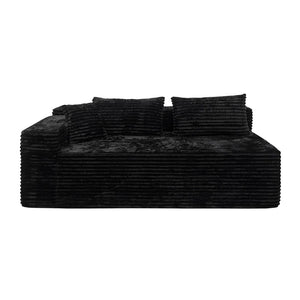 English Elm Sp-009a-black-tl Modular Corduroy Sectional with Reversible Chaise for Modern Living Rooms Black 2-Seat Left W3819P492701