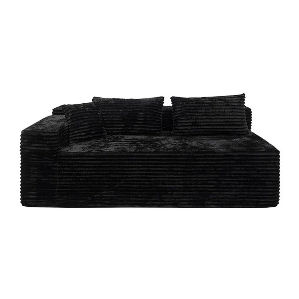 English Elm Sp-009a-black-tl Modular Corduroy Sectional with Reversible Chaise for Modern Living Rooms Black 2-Seat Left W3819P492701