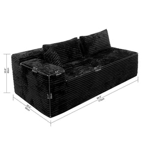 English Elm Sp-009a-black-tl Modular Corduroy Sectional with Reversible Chaise for Modern Living Rooms Black 2-Seat Left W3819P492701