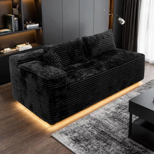 English Elm Sp-009a-black-tl Modular Corduroy Sectional with Reversible Chaise for Modern Living Rooms Black 2-Seat Left W3819P492701