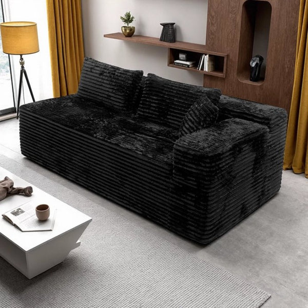 English Elm Sp-009a-black-tl Modular Corduroy Sectional with Reversible Chaise for Modern Living Rooms Black 2-Seat Right W3819P492702
