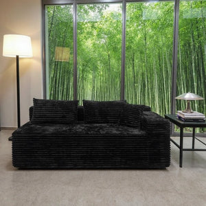 English Elm Sp-009a-black-tl Modular Corduroy Sectional with Reversible Chaise for Modern Living Rooms Black 2-Seat Right W3819P492702