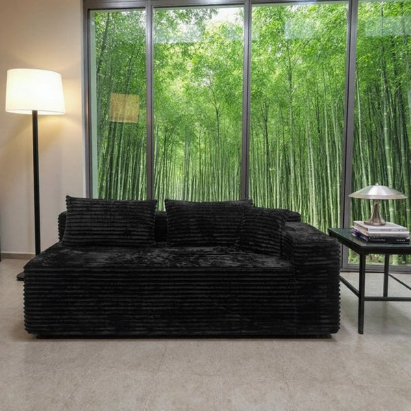 English Elm Sp-009a-black-tl Modular Corduroy Sectional with Reversible Chaise for Modern Living Rooms Black 2-Seat Right W3819P492702