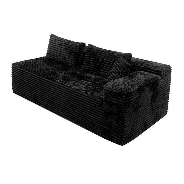 English Elm Sp-009a-black-tl Modular Corduroy Sectional with Reversible Chaise for Modern Living Rooms Black 2-Seat Right W3819P492702
