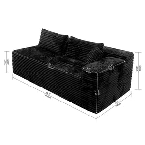 English Elm Sp-009a-black-tl Modular Corduroy Sectional with Reversible Chaise for Modern Living Rooms Black 2-Seat Right W3819P492702