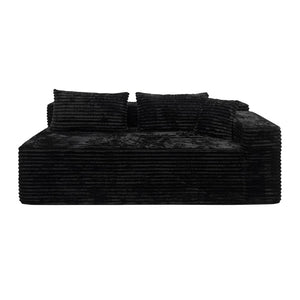 English Elm Sp-009a-black-tl Modular Corduroy Sectional with Reversible Chaise for Modern Living Rooms Black 2-Seat Right W3819P492702