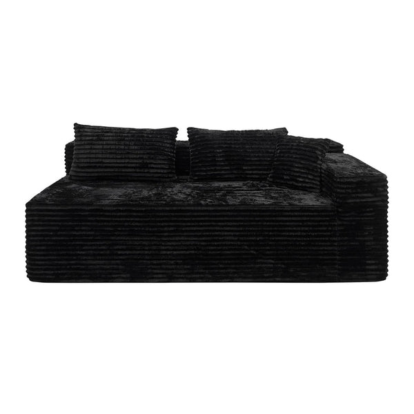English Elm Sp-009a-black-tl Modular Corduroy Sectional with Reversible Chaise for Modern Living Rooms Black 2-Seat Right W3819P492702