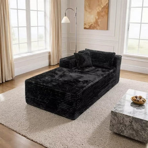 English Elm Su-009A-Black-Tl Corduroy Modular Sectional Reversible Chaise for Contemporary Living Rooms W3819P492703