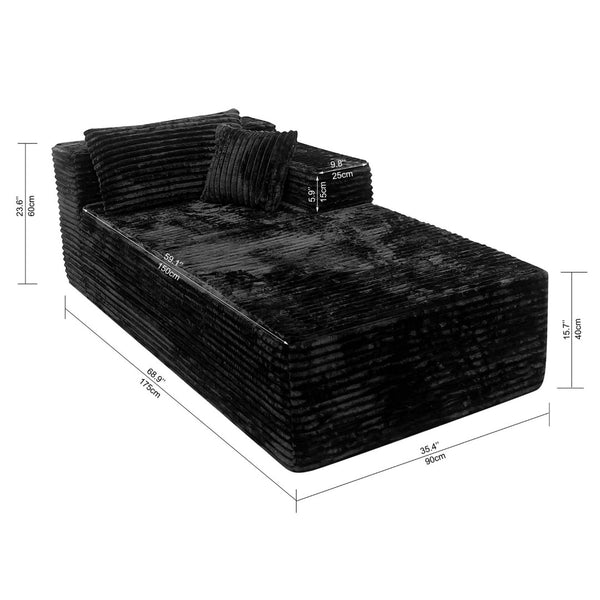 English Elm Su-009a-black-tr Corduroy Modular Sectional Reversible Chaise Low Profile Living Room Sofa W3819P492704