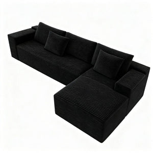 English Elm 104.3*68.9"modular Sectional Sofa Plush Corduroy Two-piece Reversible Chaise Living Room Black W3819P492705