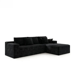 English Elm 104.3*68.9"modular Sectional Sofa Plush Corduroy Two-piece Reversible Chaise Living Room Black W3819P492705