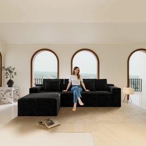 English Elm 104.3*68.9Modular Sectional Sofa Plush Corduroy Two Piece No Assembly Living Room W3819P492706