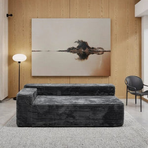 English Elm Su-009A-Grey-2L Corduroy Modular Sectional with Reversible Chaise for Modern Living 2-Seat Left W3819P492710