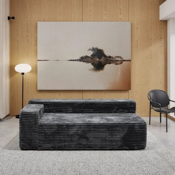 English Elm Su-009A-Grey-2L Corduroy Modular Sectional with Reversible Chaise for Modern Living 2-Seat Left W3819P492710