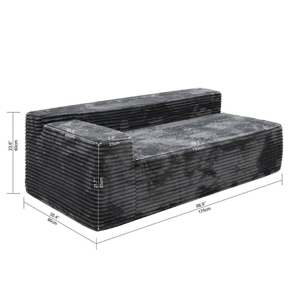 English Elm Su-009A-Grey-2L Corduroy Modular Sectional with Reversible Chaise for Modern Living 2-Seat Left W3819P492710