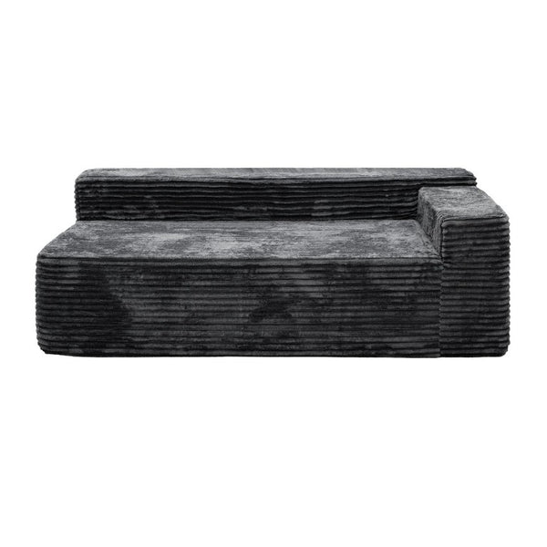 English Elm Su-009A-Grey-2R Corduroy Modular Sectional with Reversible Chaise for Living Rooms W3819P492711