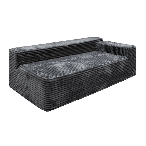 English Elm Su-009A-Grey-2R Corduroy Modular Sectional with Reversible Chaise for Living Rooms W3819P492711