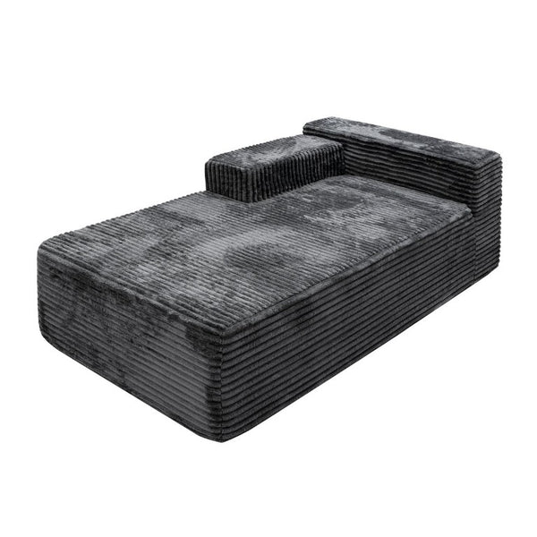 English Elm Su-009A-Grey-Tl Modular Corduroy Sectional with Reversible Chaise for Living Rooms W3819P492712