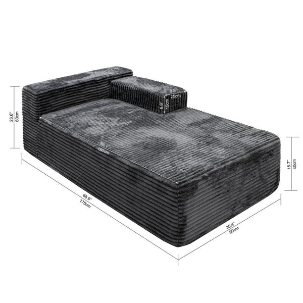 English Elm Su-009A-Grey-2L Corduroy Modular Sectional with Reversible Chaise for Modern Living Top Right W3819P492713