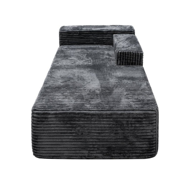 English Elm Su-009A-Grey-2L Corduroy Modular Sectional with Reversible Chaise for Modern Living Top Right W3819P492713