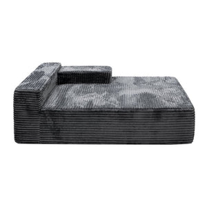 English Elm Su-009A-Grey-2L Corduroy Modular Sectional with Reversible Chaise for Modern Living Top Right W3819P492713