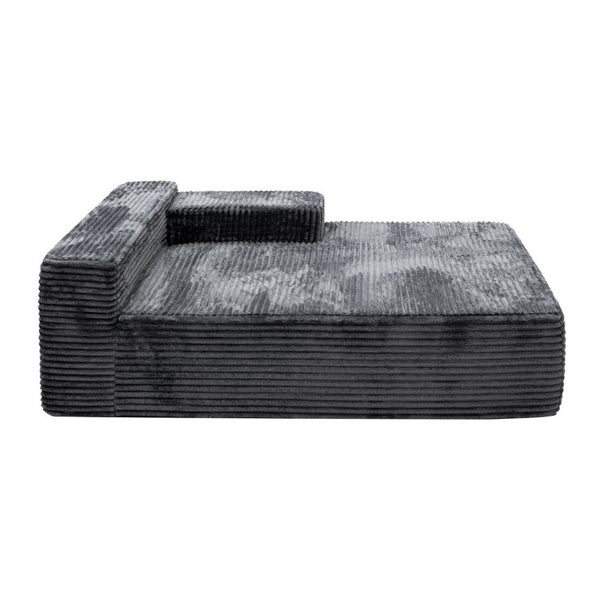 English Elm Su-009A-Grey-2L Corduroy Modular Sectional with Reversible Chaise for Modern Living Top Right W3819P492713