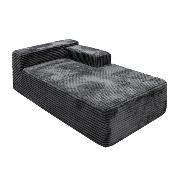 English Elm Su-009A-Grey-2L Corduroy Modular Sectional with Reversible Chaise for Modern Living Top Right W3819P492713