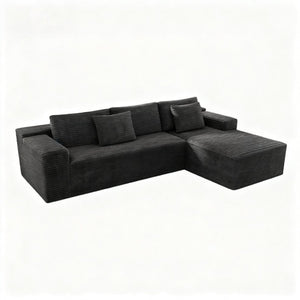 English Elm 104.3*68.9"modular Sectional Sofa Plush Corduroy Two-piece Reversible Chaise Living Room Grey - A W3819P492714