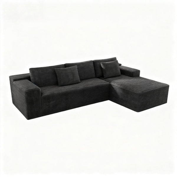 English Elm 104.3*68.9"modular Sectional Sofa Plush Corduroy Two-piece Reversible Chaise Living Room Grey - A W3819P492714