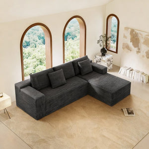 English Elm 104.3*68.9"modular Sectional Sofa Plush Corduroy Two-piece Reversible Chaise Living Room Grey - A W3819P492714