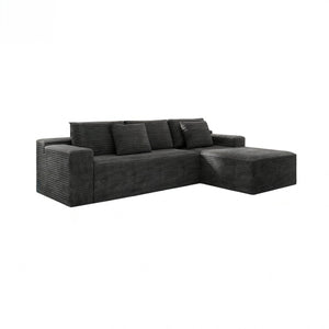 English Elm 104.3*68.9"modular Sectional Sofa Plush Corduroy Two-piece Reversible Chaise Living Room Grey - A W3819P492714