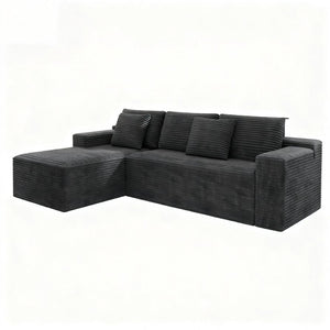 English Elm 104.3*68.9"modular Sectional Sofa Plush Corduroy Two-piece Reversible Chaise Living Room Grey - B W3819P492715