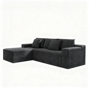 English Elm 104.3*68.9"modular Sectional Sofa Plush Corduroy Two-piece Reversible Chaise Living Room Grey - B W3819P492715