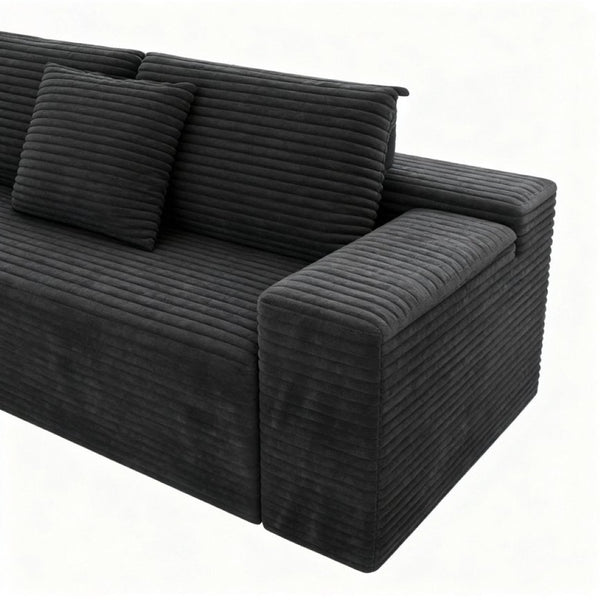 English Elm 104.3*68.9"modular Sectional Sofa Plush Corduroy Two-piece Reversible Chaise Living Room Grey - B W3819P492715