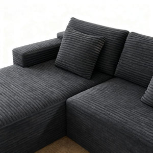 English Elm 104.3*68.9"modular Sectional Sofa Plush Corduroy Two-piece Reversible Chaise Living Room Grey - B W3819P492715