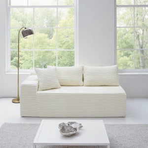English Elm Su-009A-White-2L Plush Corduroy Modular Sectional with Reversible Chaise for Living Rooms White 2L W3819P552816