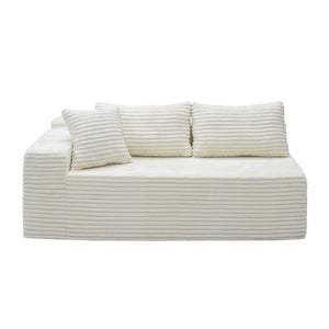 English Elm Su-009A-White-2L Plush Corduroy Modular Sectional with Reversible Chaise for Living Rooms White 2L W3819P552816