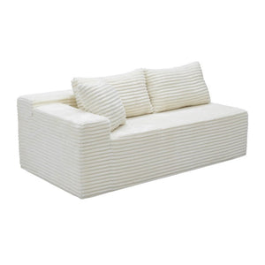 English Elm Su-009A-White-2L Plush Corduroy Modular Sectional with Reversible Chaise for Living Rooms White 2L W3819P552816